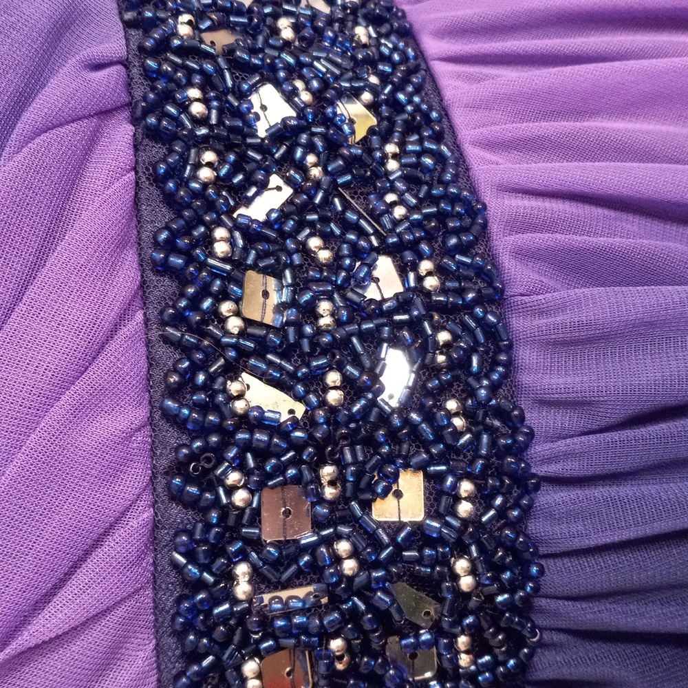 Sequin Hearts 5  Purple Beaded Strapless Mini Dress Cocktail Party Juniors - Picture 5 of 12